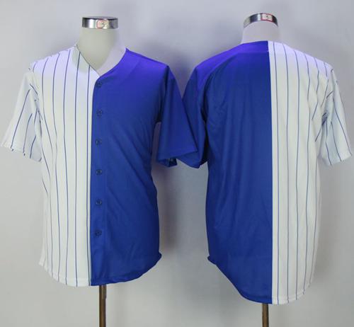 Cubs Blank White/Blue Split Fashion Stitched MLB Jersey